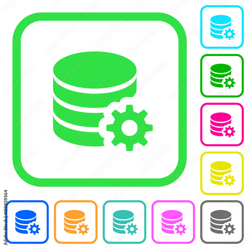 Database configuration vivid colored flat icons icons