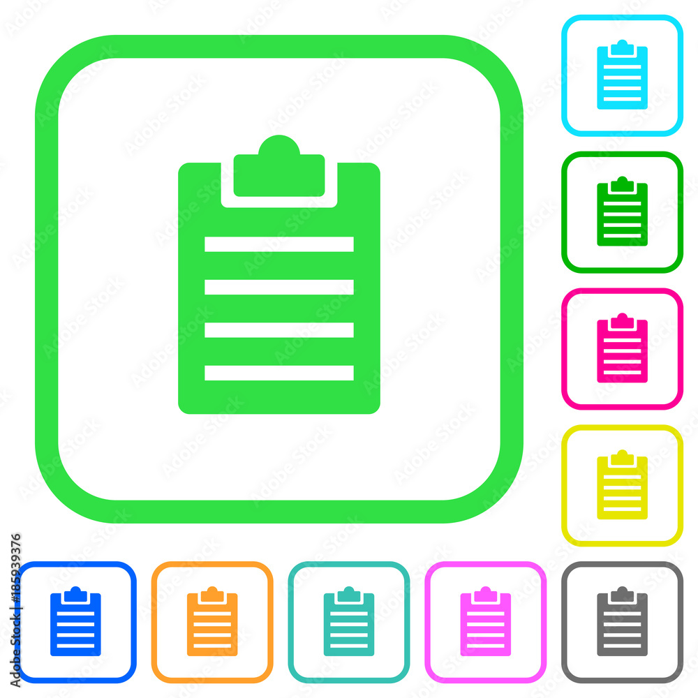 Notes vivid colored flat icons icons