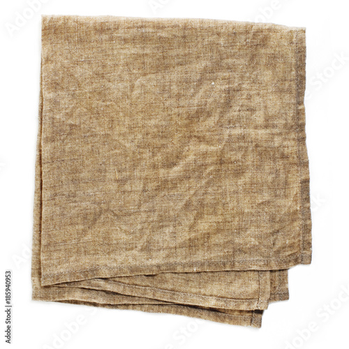 folded linen serviette on a white background