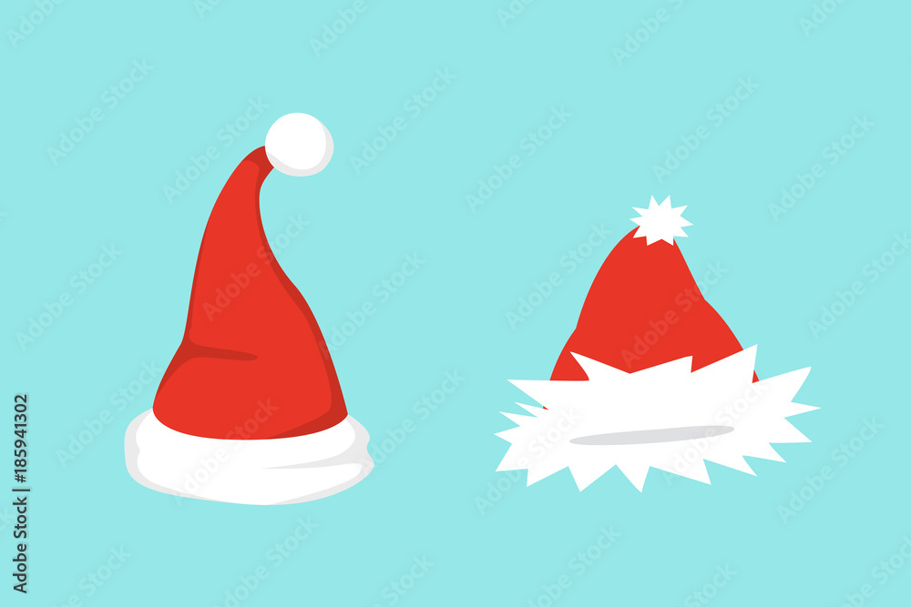 Vector illustration of set of Santa Hats in cartoon design. Vector illustration of set of Santa Hats in cartoon design.