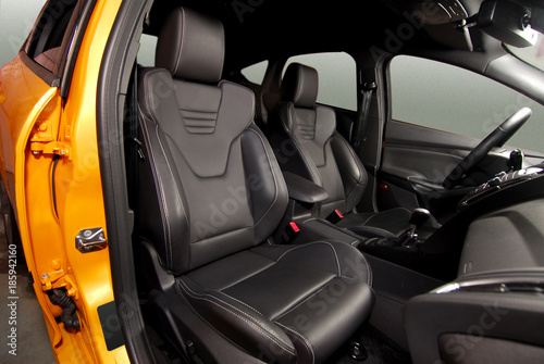 Front seats of a modern sports car photo