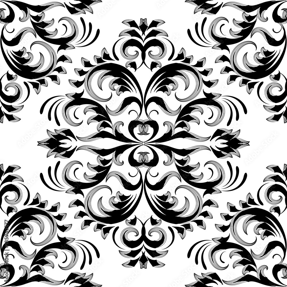 Vintage Flowers Wallpaper Black And White