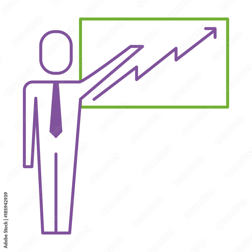 businessman pointing presentation board success arrow vector illustration businessman pointing presentation board success arrow vector illustration