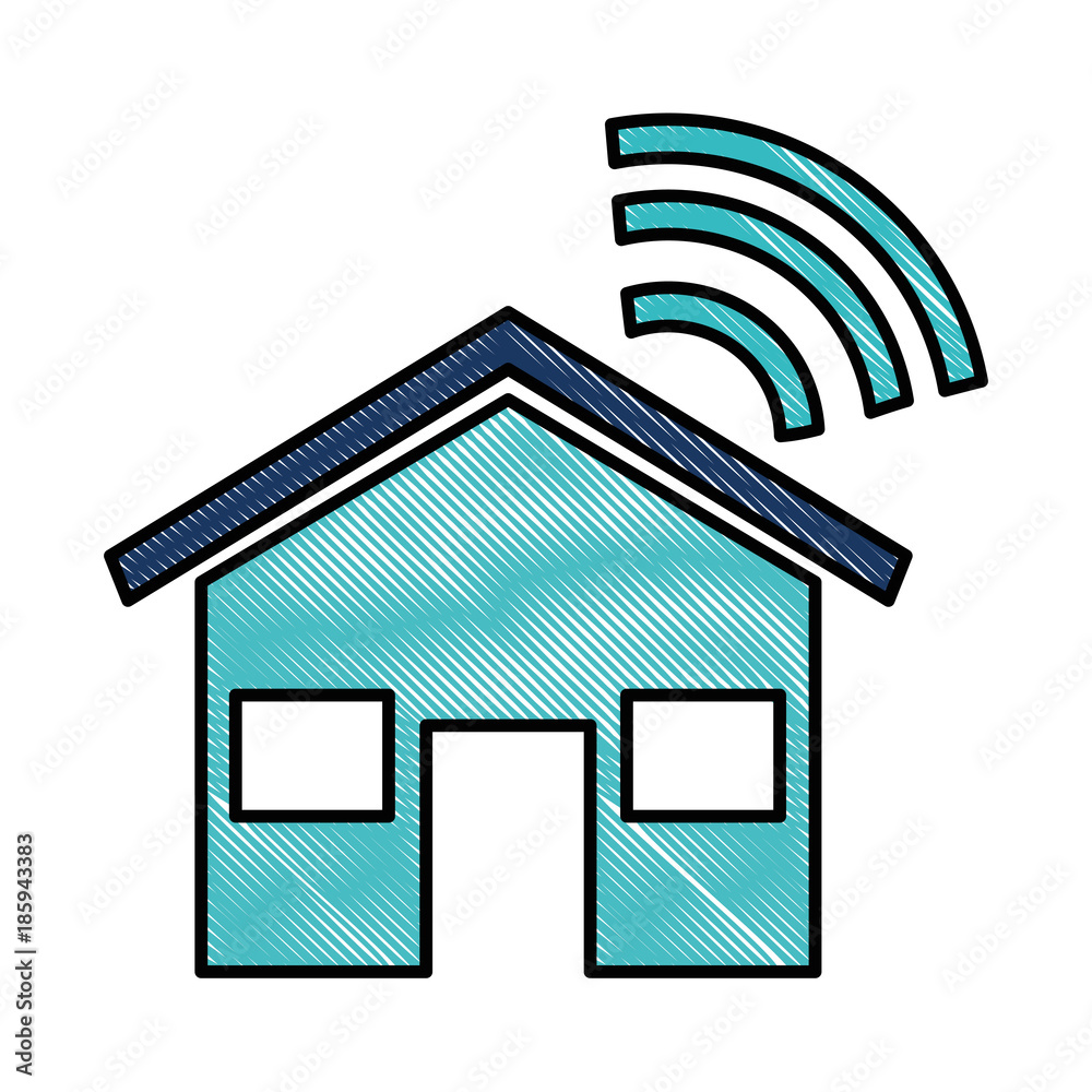 house silhouette with wifi signal vector illustration design house silhouette with wifi signal vector illustration design