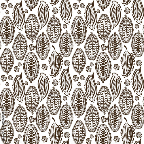 cacao beans seamless pattern