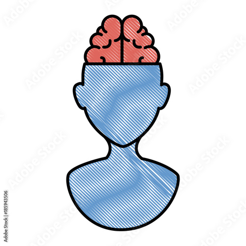 brain storming with human profile vector illustration design