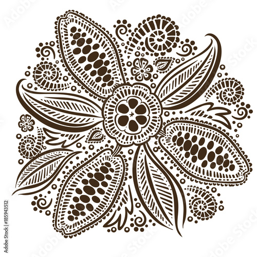 Cocoa beans illustration. Chocolate cocoa beans.