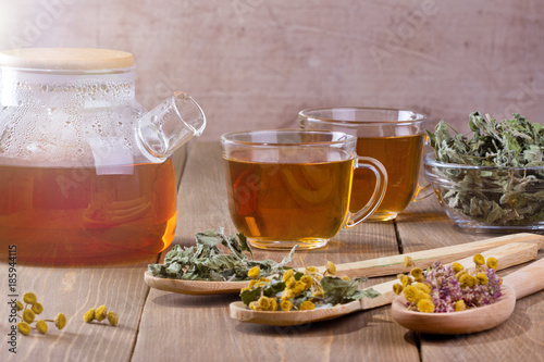 Mix of bio herbal tea.Herbal medicine.