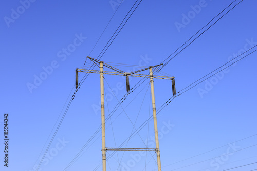 Isolated pole under the blue sky, close-up
