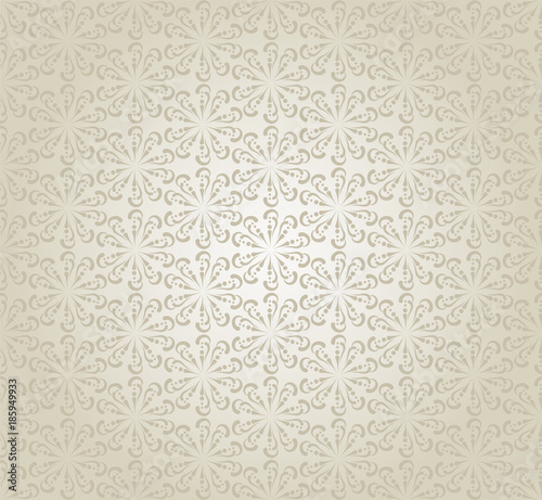Silver wallpaper. Modern background, flower pattern. Retro style. Silver and gray color. Vector