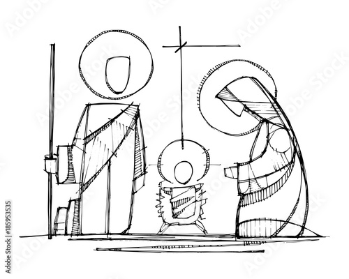 Jesus, Virgin Mary and Saint Joseph at Nativity
