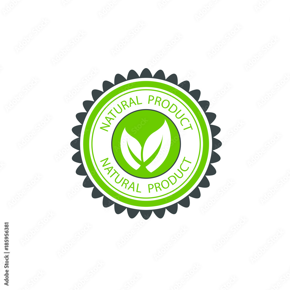 Vector design of green natural product logo ecology label.Beautiful green circle pattern.With two leaves put together. Vector design of green natural product logo ecology label.Beautiful green circle pattern.With two leaves put together.