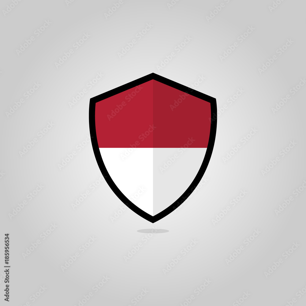 Indonesian Flag Flat Vector Shield Badge Indonesian Flag Flat Vector Shield Badge