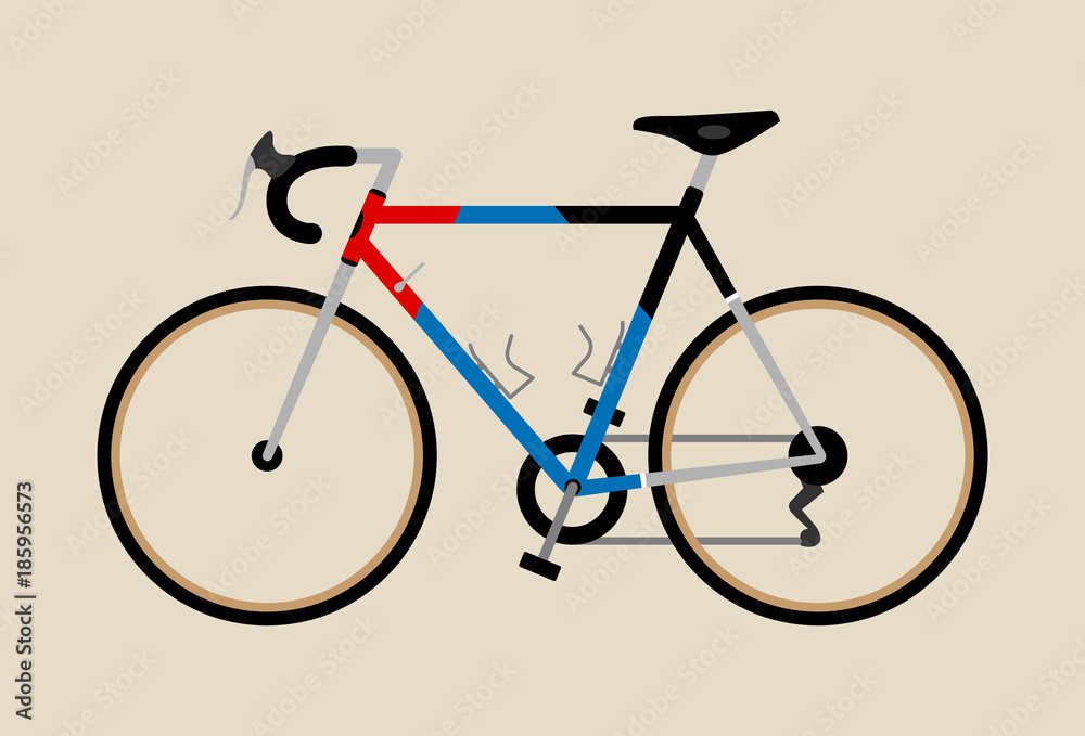Bicycle vector illustration graphic vintage bike cycling Touring road race  red blue black Stock Vector | Adobe Stock