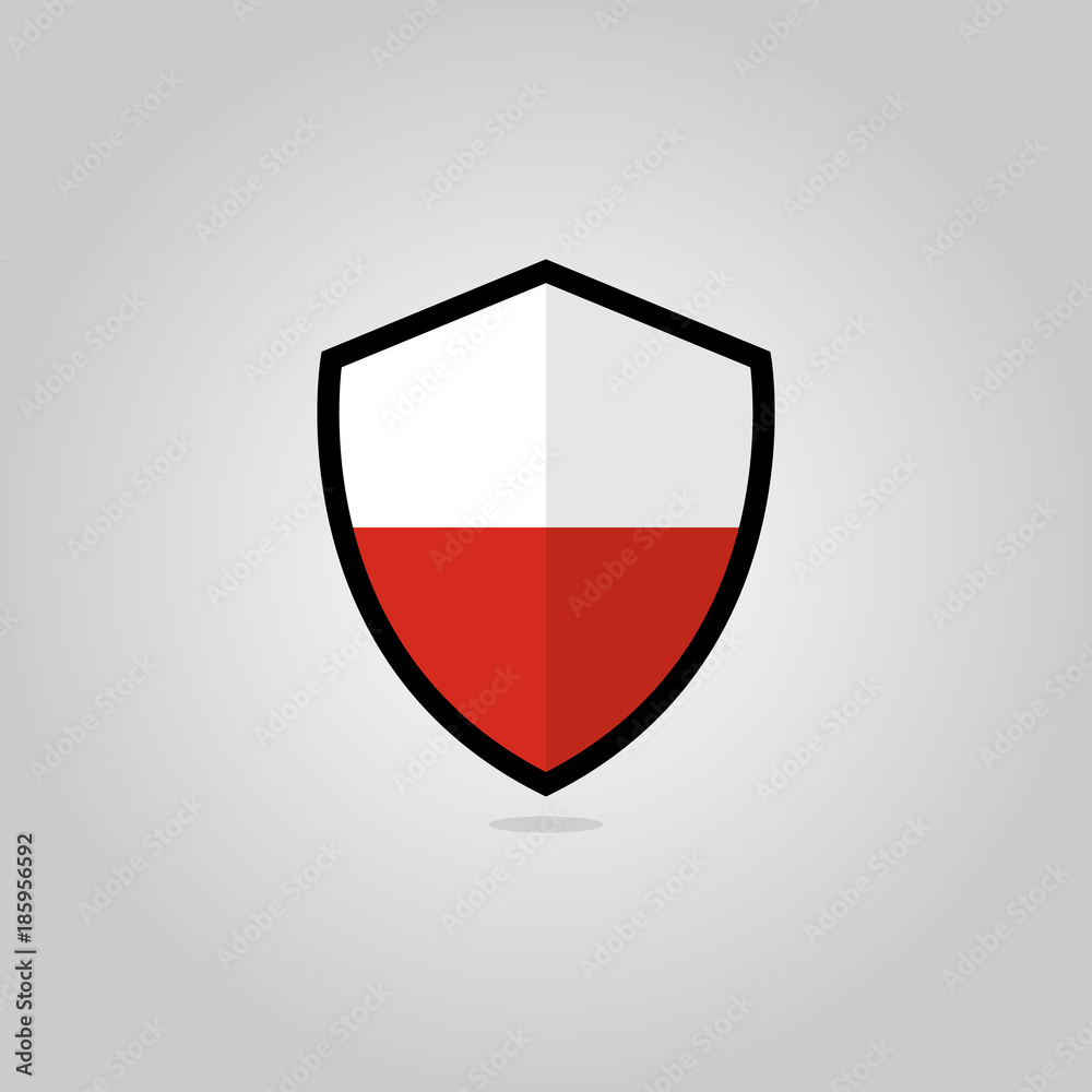 Polish Flag Flat Vector Shield Badge Polish Flag Flat Vector Shield Badge
