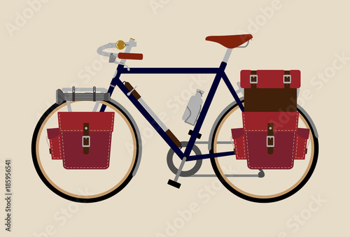 Bicycle vector illustration graphic vintage bike cycling Touring dark blue