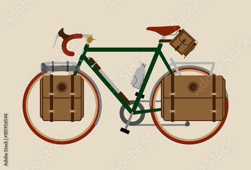 Bicycle vector illustration graphic vintage bike cycling Touring dark green