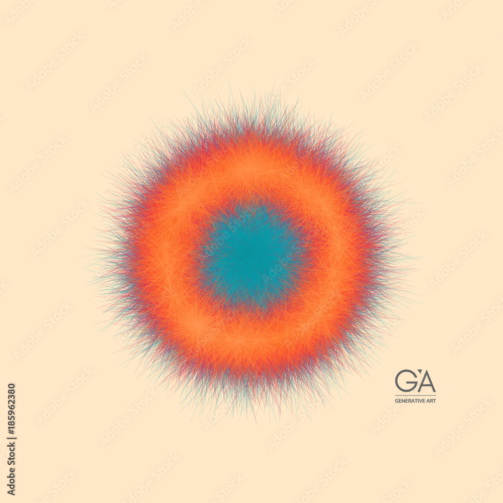 Fototapeta premium The sphere consisting of chaotic lines. Vector realistic fluffy element.