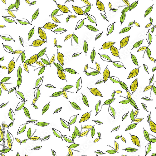 Leaves, leaf fall. Seamless floral pattern. Vector