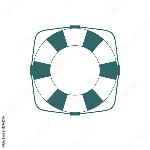 Lifebuoy icon in flat contour style isolated on a white background. Simple vector life ring or life preserver symbol.