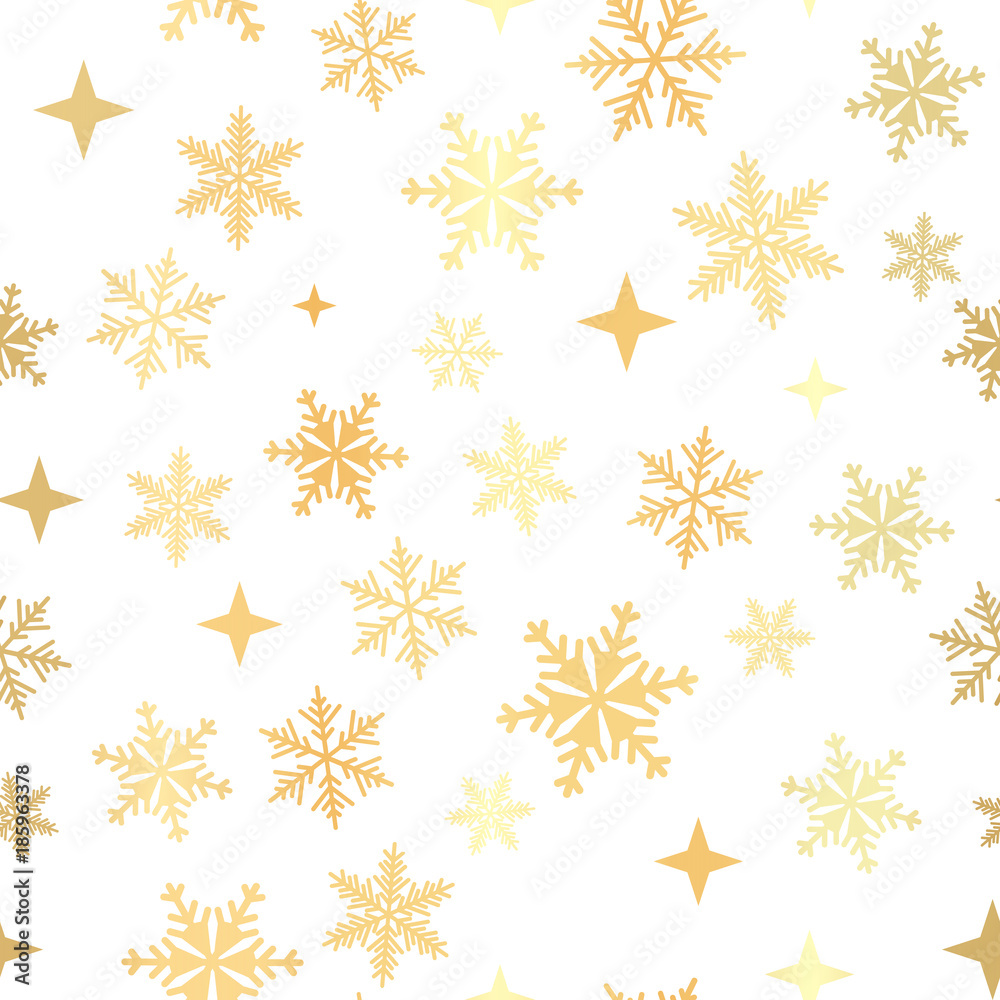 Snowflakes seamless pattern. Snow falls background. Symbol winter, Merry Christmas holiday, Happy New Year celebration Vector illustration