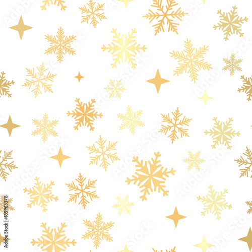 Snowflakes seamless pattern. Snow falls background. Symbol winter, Merry Christmas holiday, Happy New Year celebration Vector illustration