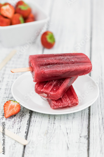 Strawberry Popsicles (close-up shot)