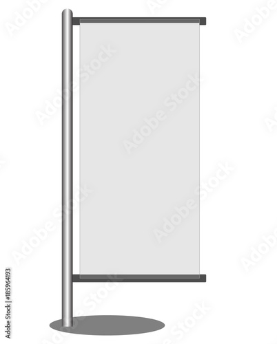 blank banner flag isolated on white background. billboard realistic mockup.