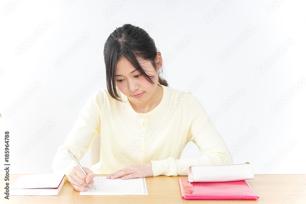 Female student studying in cram school Female student studying in cram school