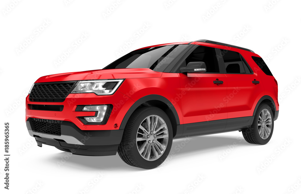 Red SUV Car Isolated