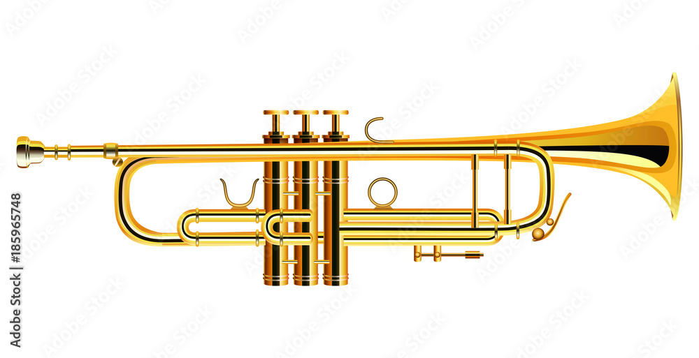 Fototapeta premium Brass trumpet icon. Philharmonic orchestra isolated. Vector illustration