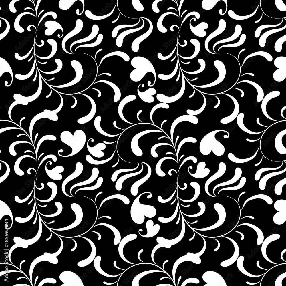 Vintage Flowers Wallpaper Black And White