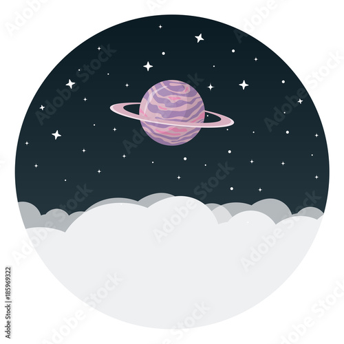 Planet mit Wolken Flat Design