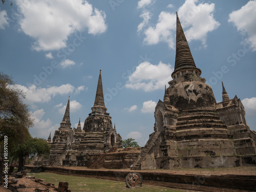 Ayutthaya Thailand - ancient city and historical place. Wat Phra Si Sanphet. The ruin temple.