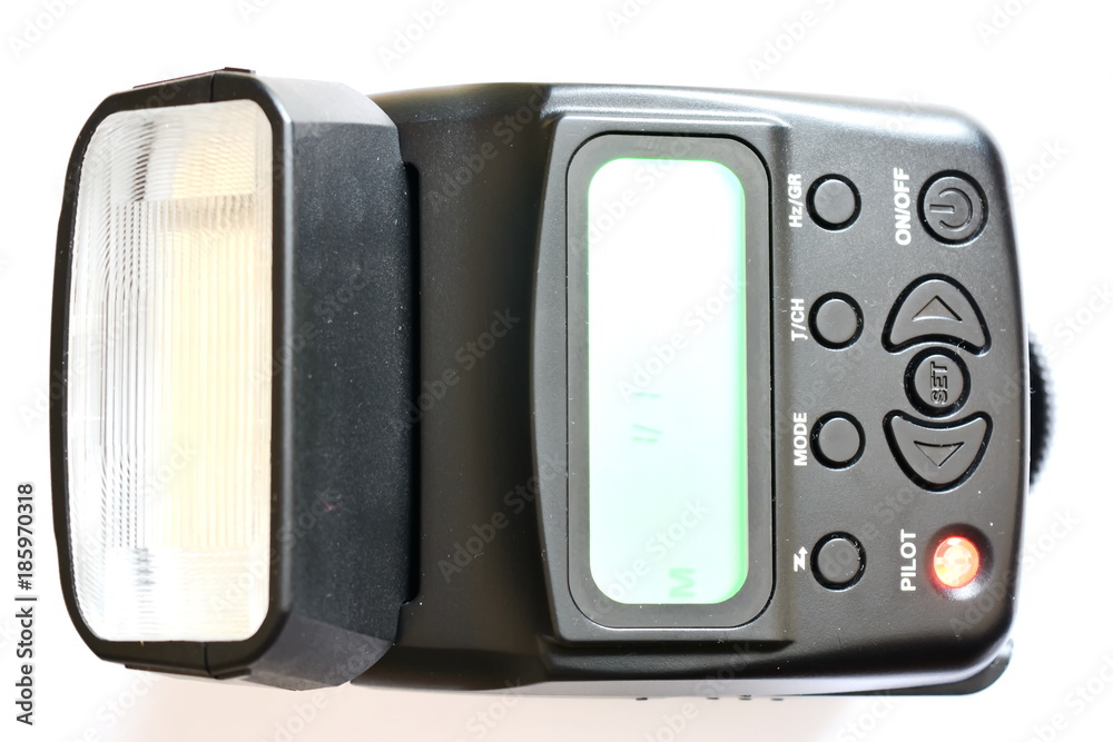 Photo camera flash. Isolated. White Background Photo camera flash. Isolated. White Background