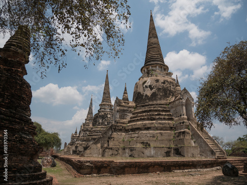 Ayutthaya Thailand - ancient city and historical place. Wat Phra Si Sanphet. The ruin temple.