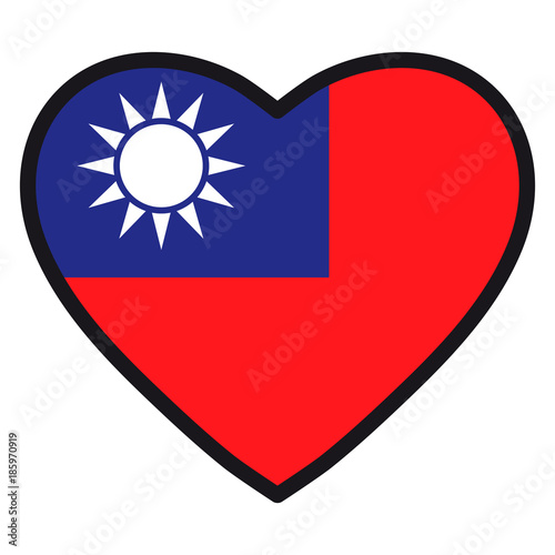 Free Download Flag of Taiwan in the shape of Heart with contrasting contour, symbol of love for his country, patriotism, icon for Independence Day. - GFXLoad