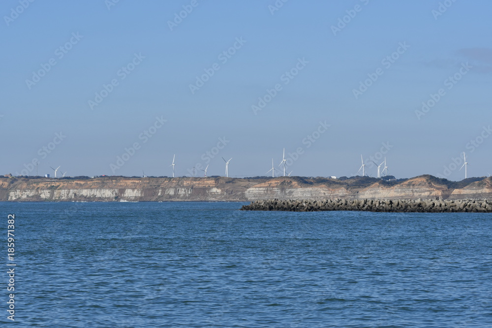 Windpower generators on the Byoubugaura (Japanese cliff of Dover)