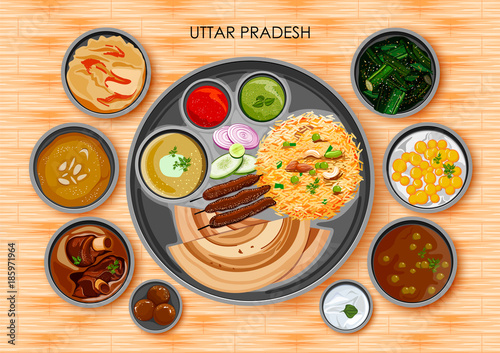 Traditional cuisine and food meal thali of Uttar Pradesh India