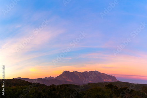 Beautiful Sunset at Doi Luang Chiang Dao Mountain in Chiang Mai province Thailand. It is a second highest mountain in Northern Thailand