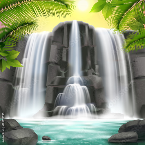 Waterfall Realistic  Background photo