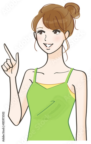 指差す女性