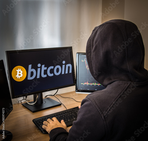 Hacker man try to hack bitcoin accounts