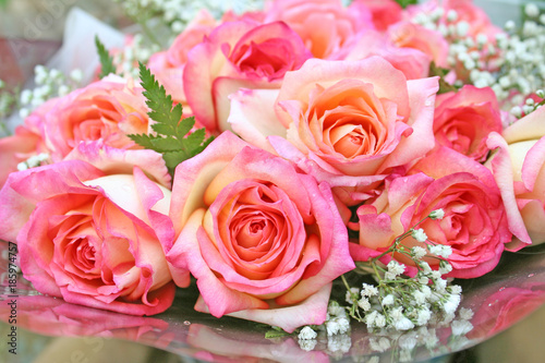 Beautiful pink rose flowers bouquet