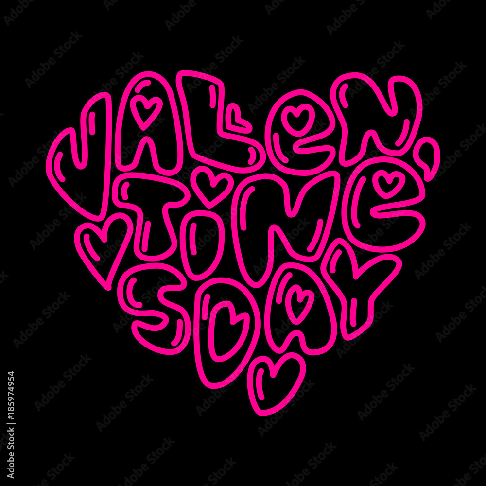 Cute fashion 80s style Happy Valentines Day typography lettering