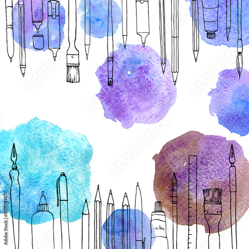 background with art materials