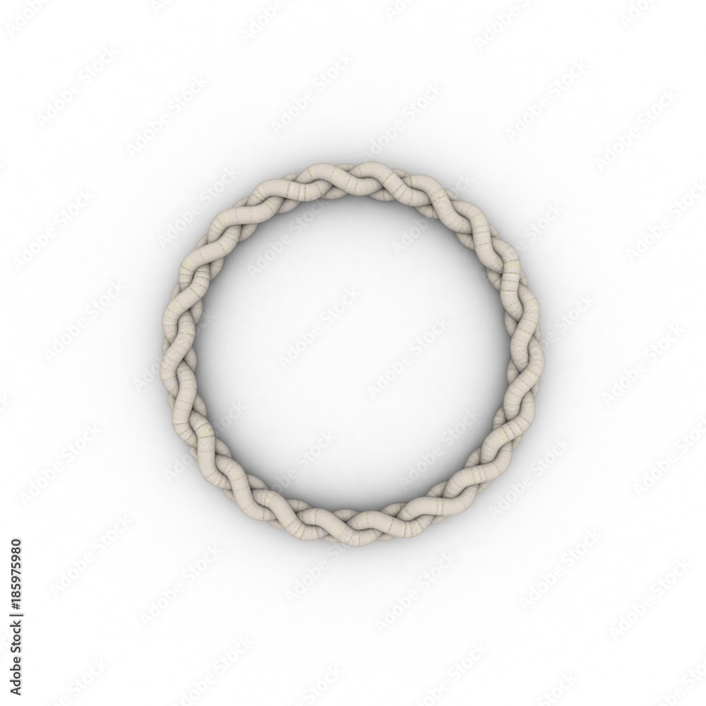 Braided frame in form of circle. Isolated on white background. Braided frame in form of circle. Isolated on white background.