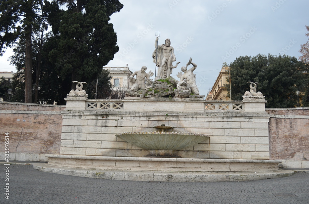Rome - Neptune Statue at Piazza del Popolo (People's Square)