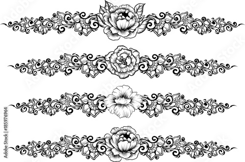 Ethnic indian line art border