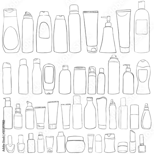 vector set of cosmetics bottles